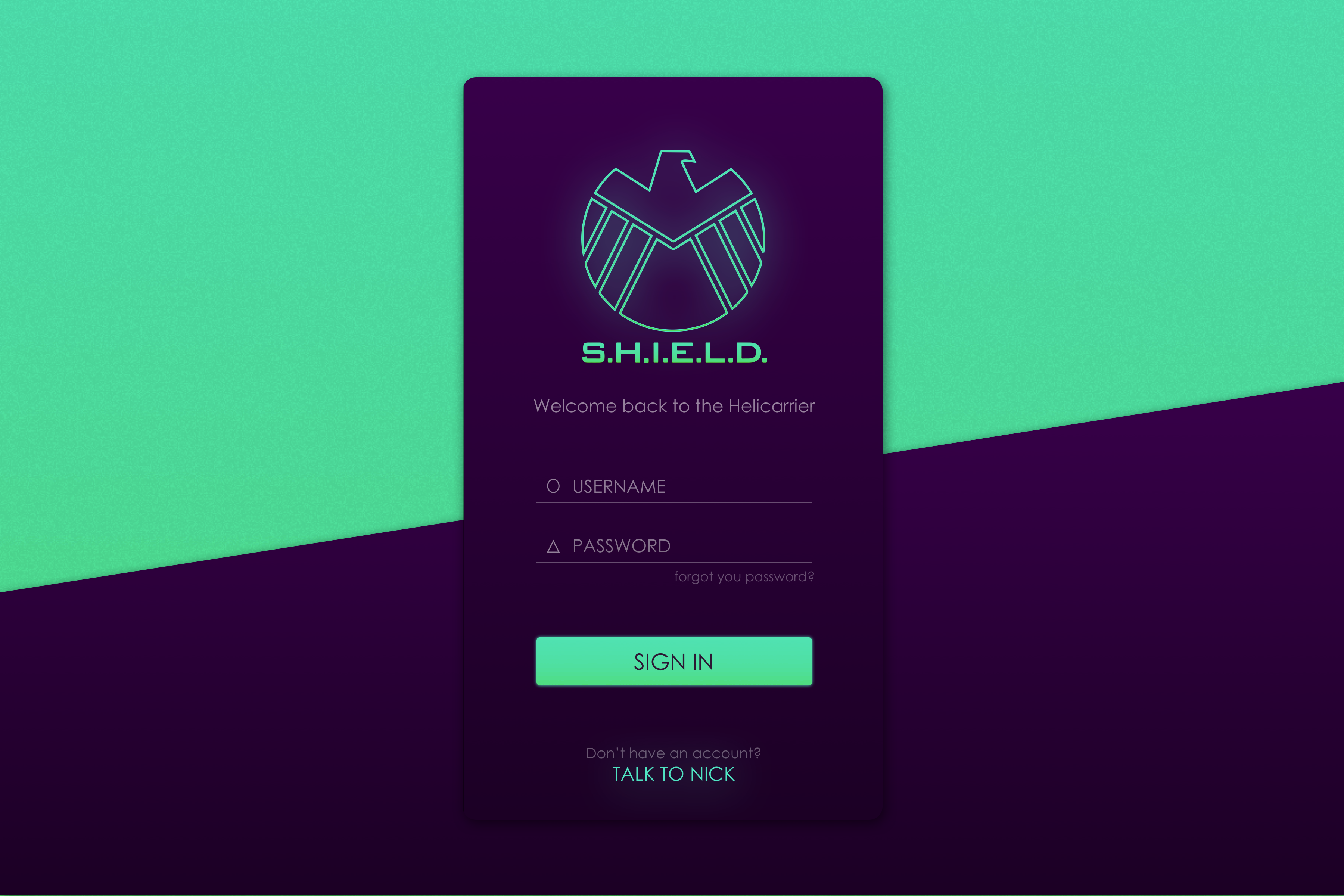 #DailyUI #001 SHIELD sign in